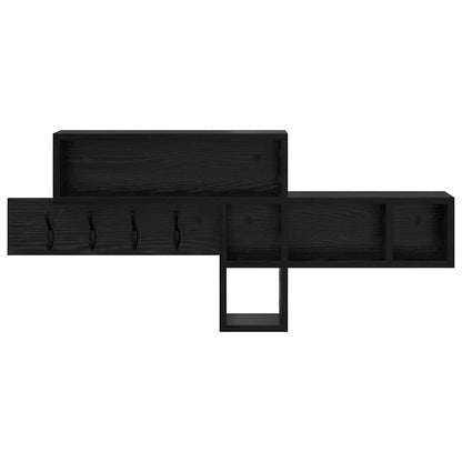 Wall-Mounted Coat Rack with Shelf Black Oak 100 x 12 x 43.5 cm