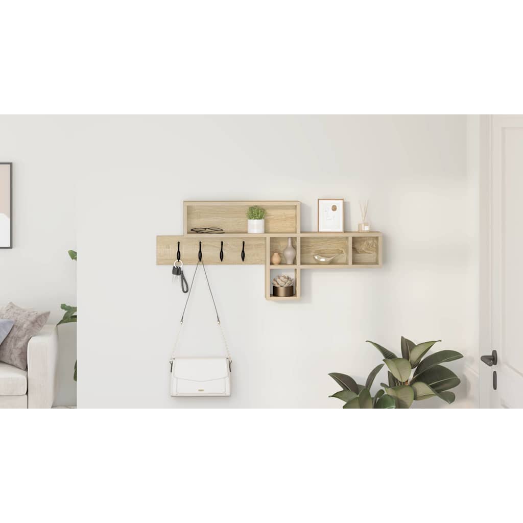Wall-Mounted Coat Rack with Shelf Sonoma Oak 100 x 12 x 43.5 cm