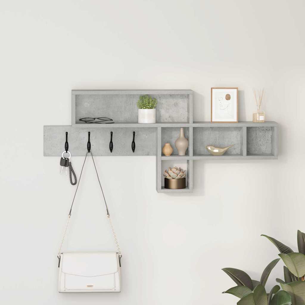 Wall-Mounted Coat Rack Concrete Grey 100 x 12 x 43.5 cm