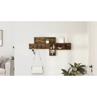 Wall-Mounted Coat Rack with Shelf Smoked Oak 100 x 12 x 43.5 cm