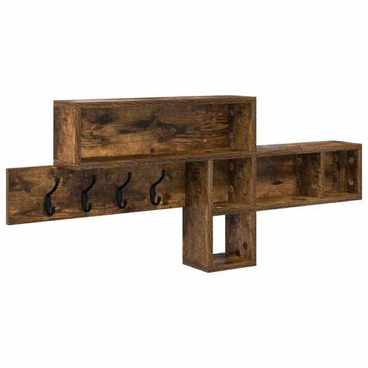 Wall-Mounted Coat Rack with Shelf Smoked Oak 100 x 12 x 43.5 cm