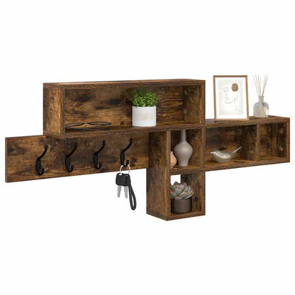 Wall-Mounted Coat Rack with Shelf Smoked Oak 100 x 12 x 43.5 cm