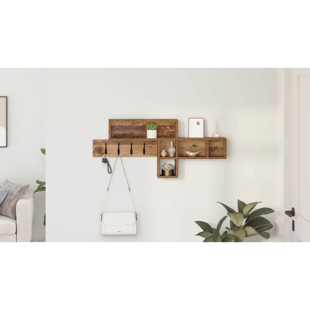 Wall-Mounted Coat Rack with Shelf Old Wood 100 x 12 x 43.5 cm