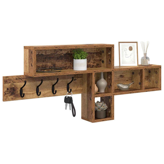Wall-Mounted Coat Rack with Shelf Old Wood 100 x 12 x 43.5 cm