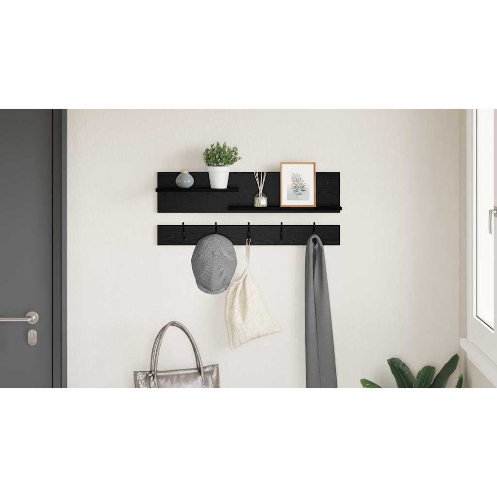 Wall-Mounted Coat Rack with Shelf Black Oak 90 x 15 x 36 cm