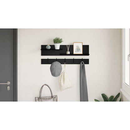 Wall-Mounted Coat Rack with Shelf Black Oak 90 x 15 x 36 cm