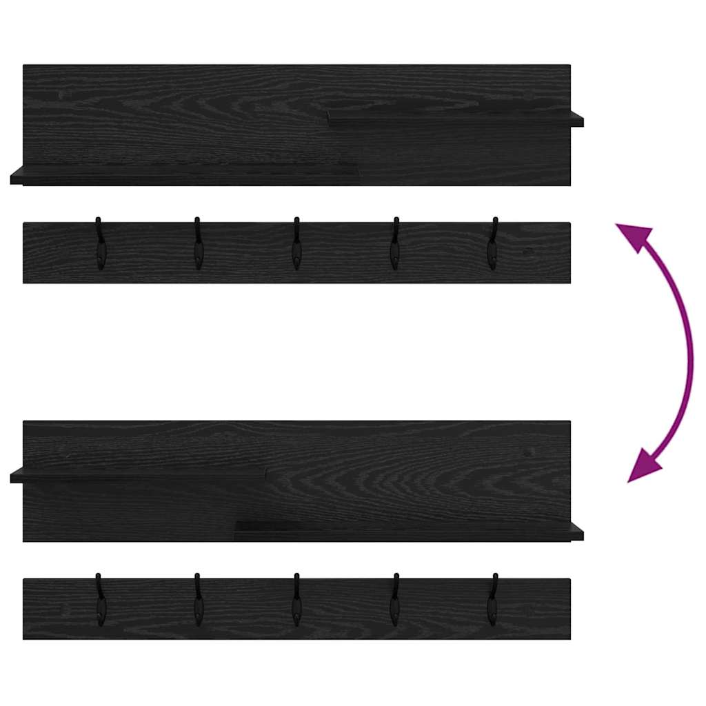 Wall-Mounted Coat Rack Wall-Mounted Black Oak 90 x 15 x 36 cm