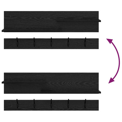 Wall-Mounted Coat Rack Wall-Mounted Black Oak 90 x 15 x 36 cm
