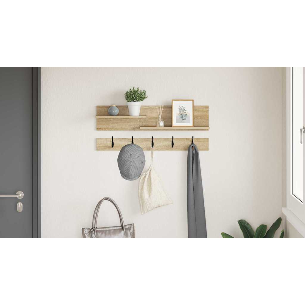 Wall-Mounted Coat Rack with Shelf Sonoma Oak 90 x 15 x 36 cm