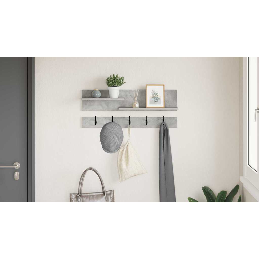 Wall-Mounted Coat Rack with Shelf Concrete Grey 90 x 15 x 36 cm