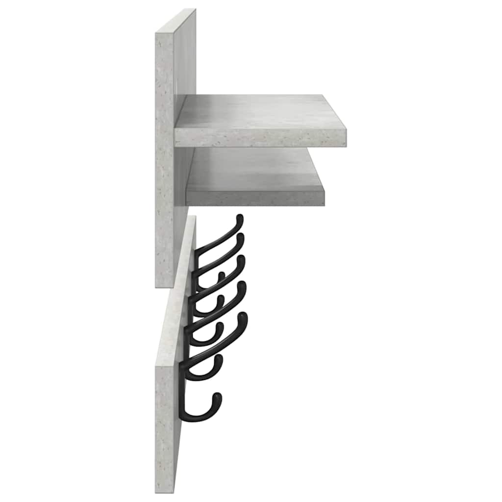 Wall-Mounted Coat Rack Wall-Mounted Concrete Grey