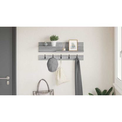 Wall-Mounted Coat Rack with Shelf Grey Sonoma 90 x 15 x 36 cm