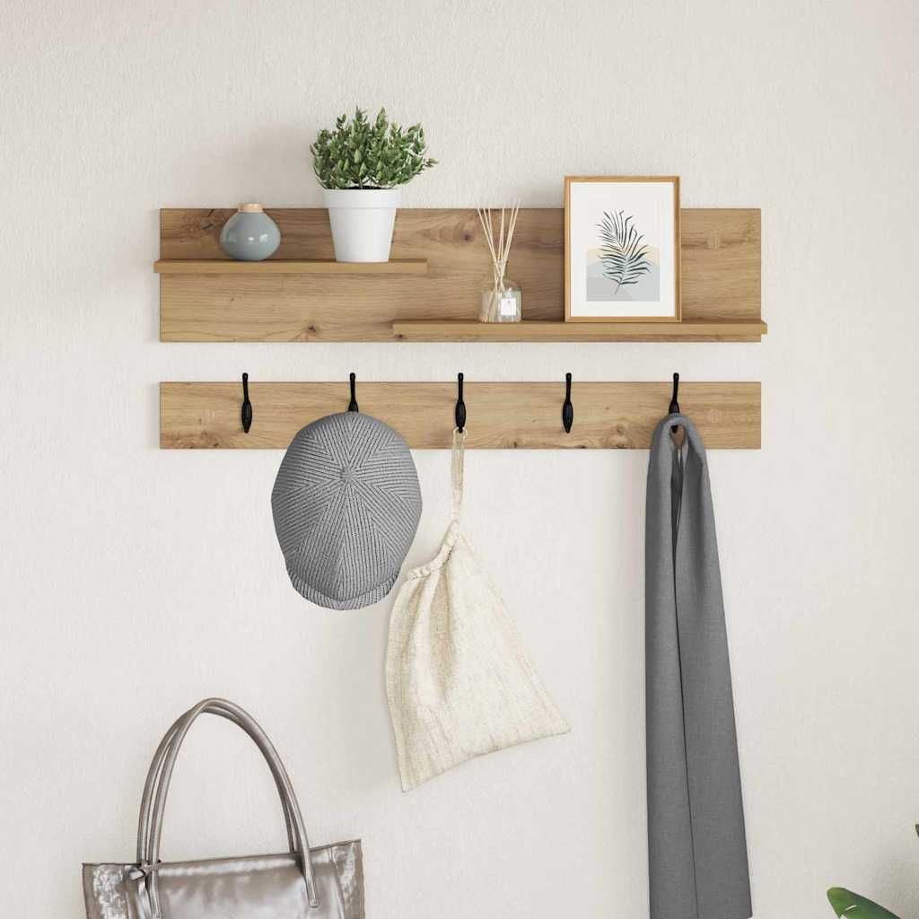 Wall-Mounted Coat Rack with Shelf Artisan Oak 90 x 15 x 36 cm