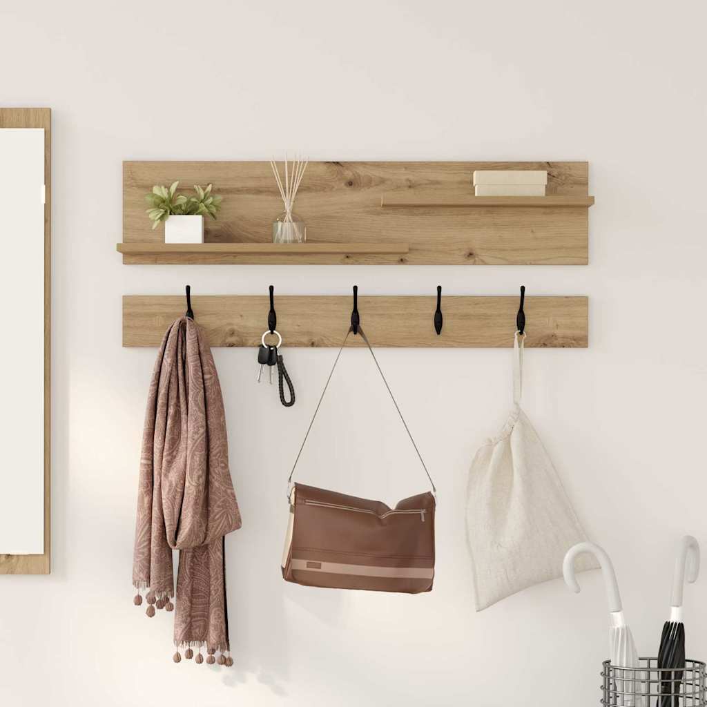 Wall-Mounted Coat Rack with Shelf Artisan Oak 90 x 15 x 36 cm