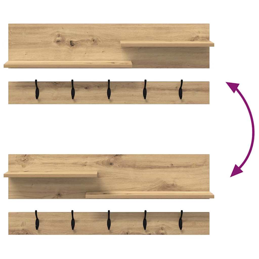Wall-Mounted Coat Rack with Shelf Artisan Oak 90 x 15 x 36 cm