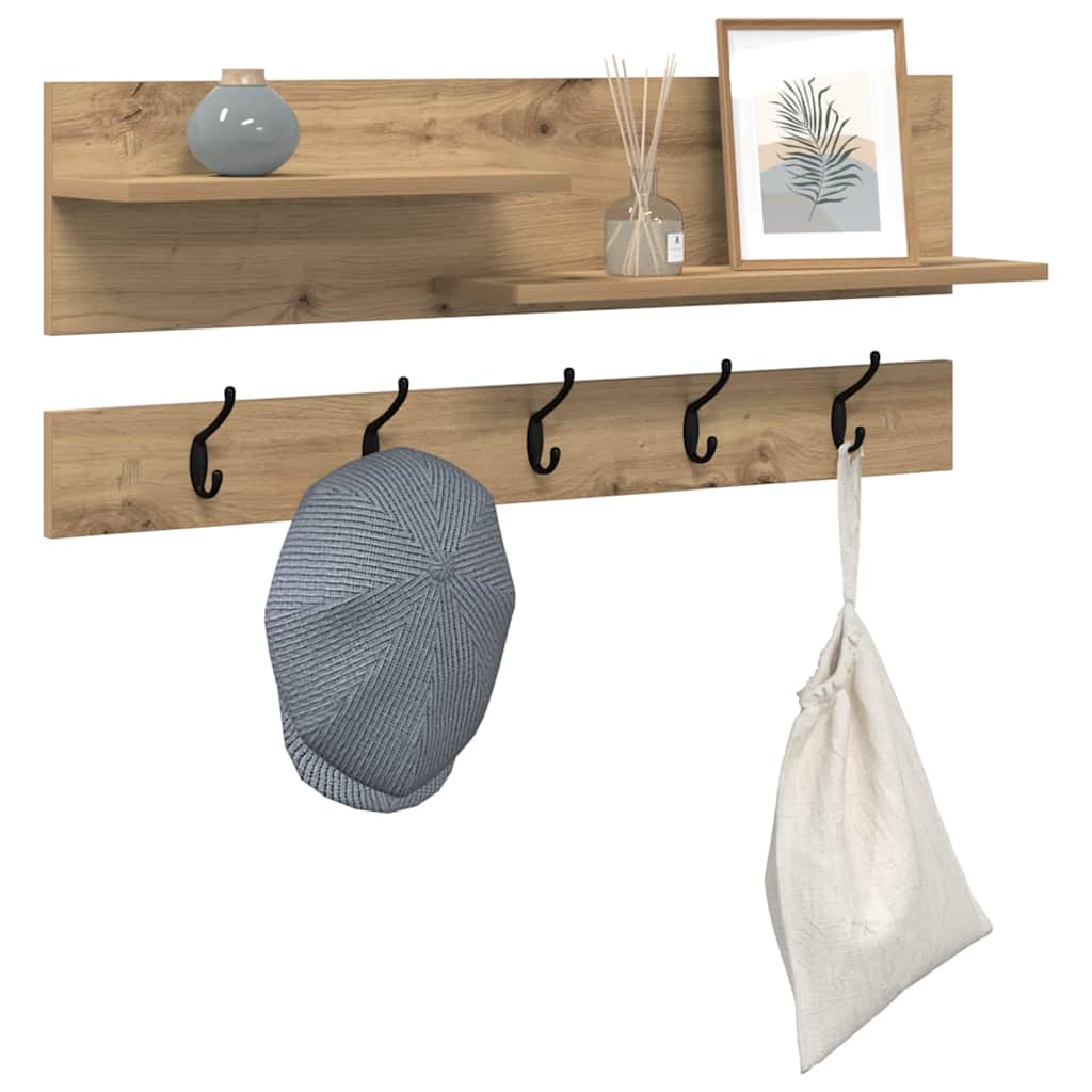 Wall-Mounted Coat Rack with Shelf Artisan Oak 90 x 15 x 36 cm