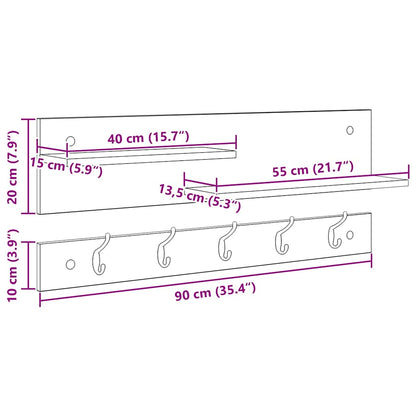Wall-Mounted Coat Rack with Shelf Artisan Oak 90 x 15 x 36 cm
