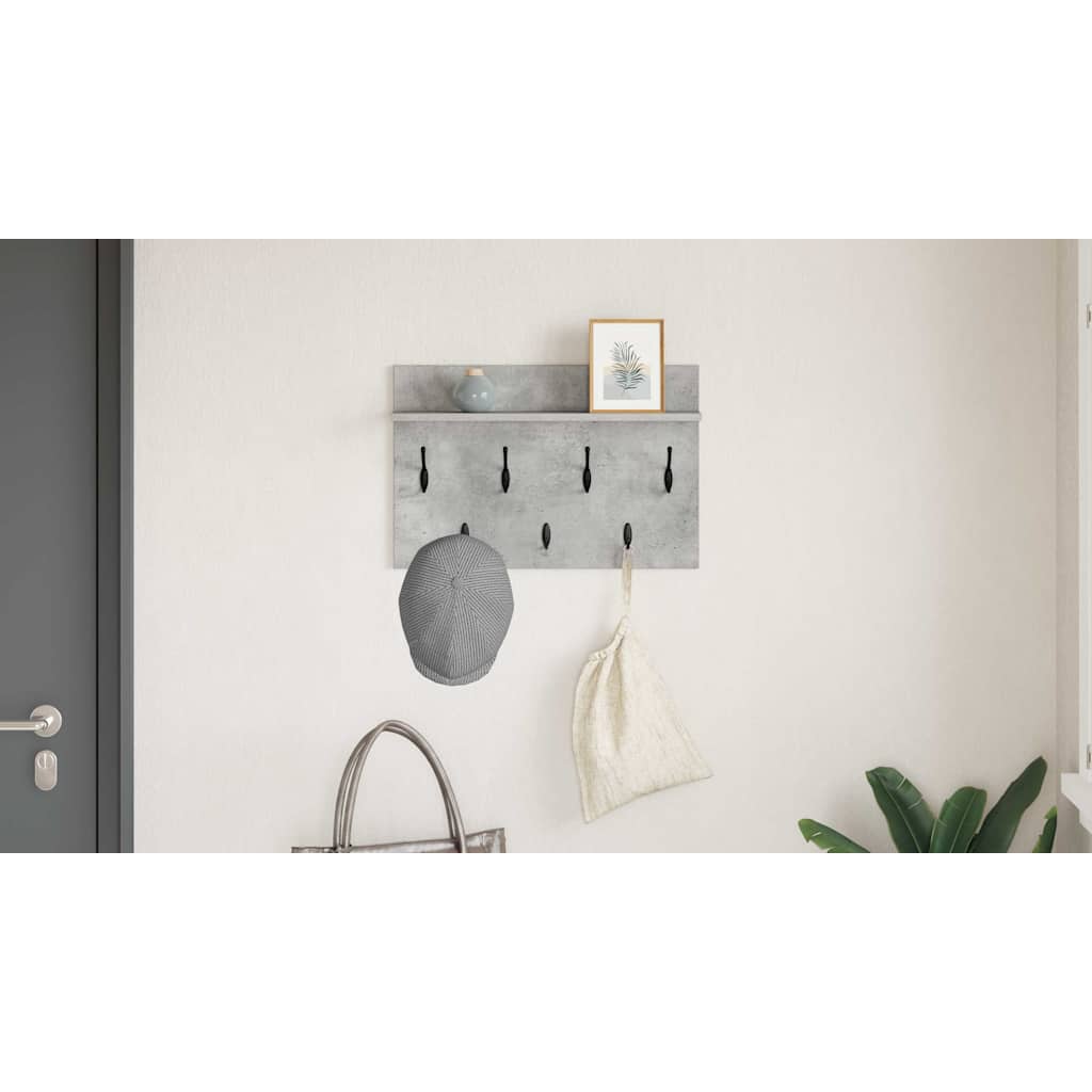 Wall-Mounted Coat Rack with Shelf Concrete Grey 60 x 40 x 12 cm
