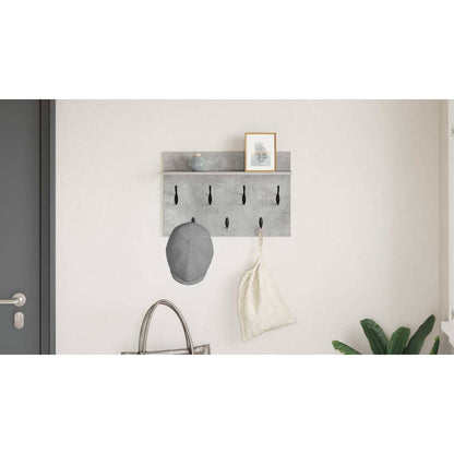 Wall-Mounted Coat Rack with Shelf Concrete Grey 60 x 40 x 12 cm
