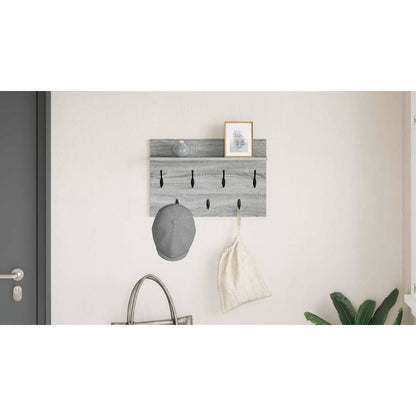 Wall-Mounted Coat Rack with Shelf Grey Sonoma 60 x 40 x 12 cm