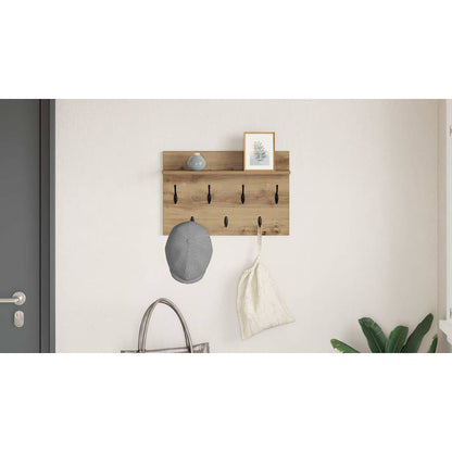 Wall-Mounted Coat Rack with Shelf Artisan Oak 60 x 40 x 12 cm