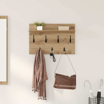 Wall-Mounted Coat Rack with Shelf Artisan Oak 60 x 40 x 12 cm
