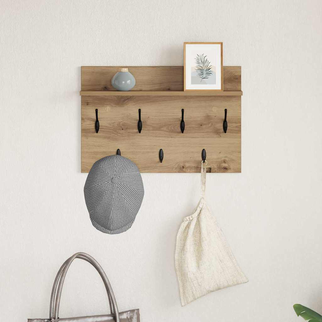 Wall-Mounted Coat Rack with Shelf Artisan Oak 60 x 40 x 12 cm