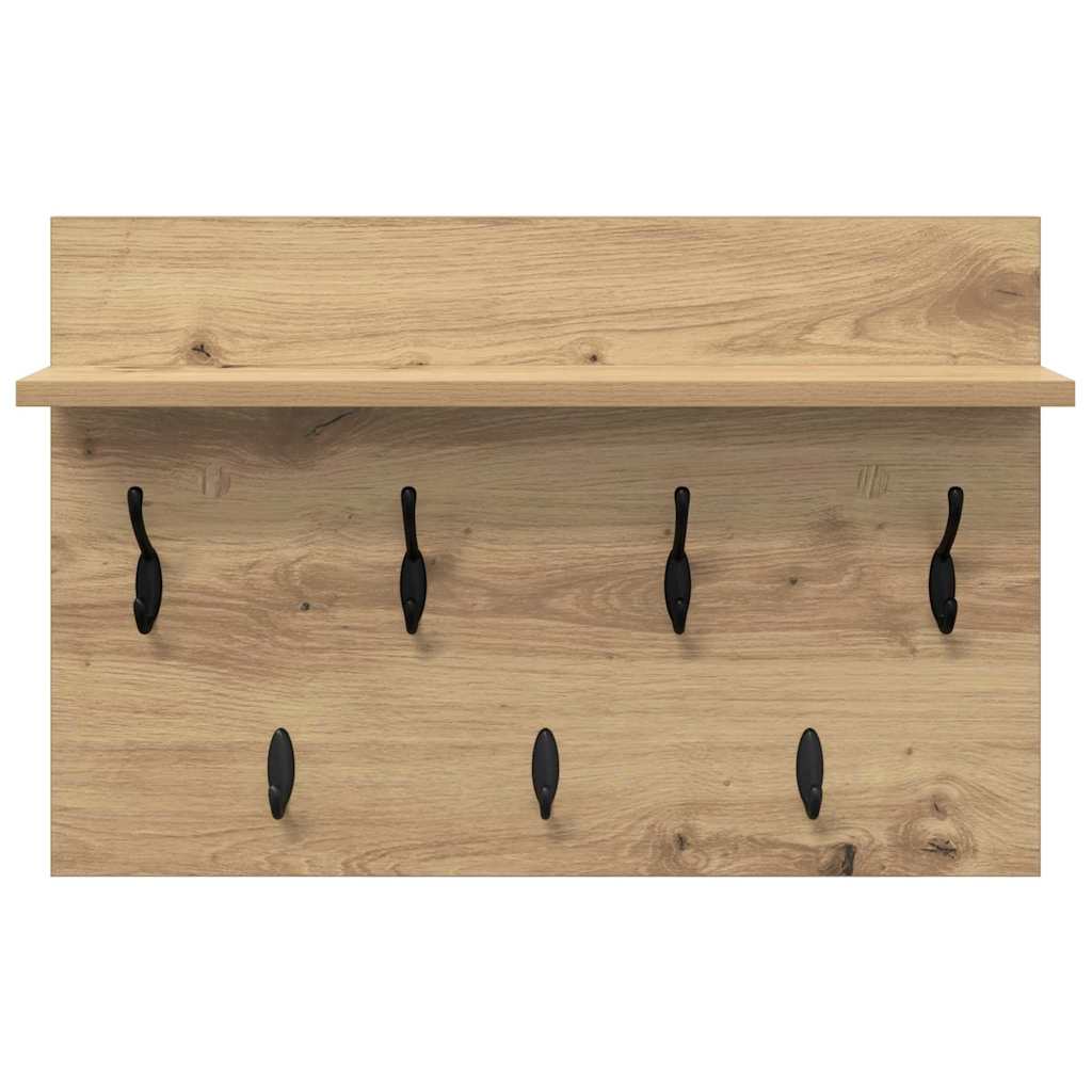Wall-Mounted Coat Rack with Shelf Artisan Oak 60 x 40 x 12 cm