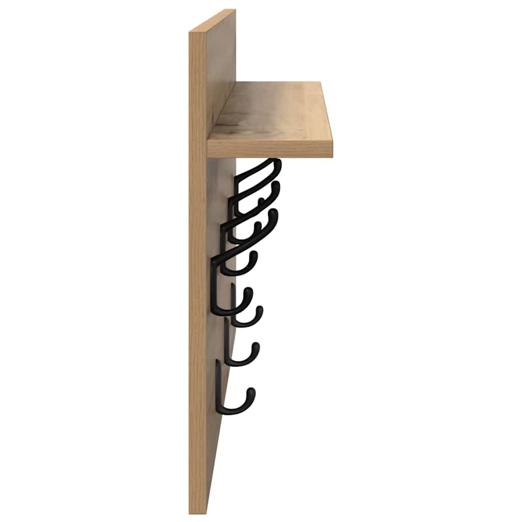 Wall-Mounted Coat Rack with Shelf Artisan Oak 60 x 40 x 12 cm