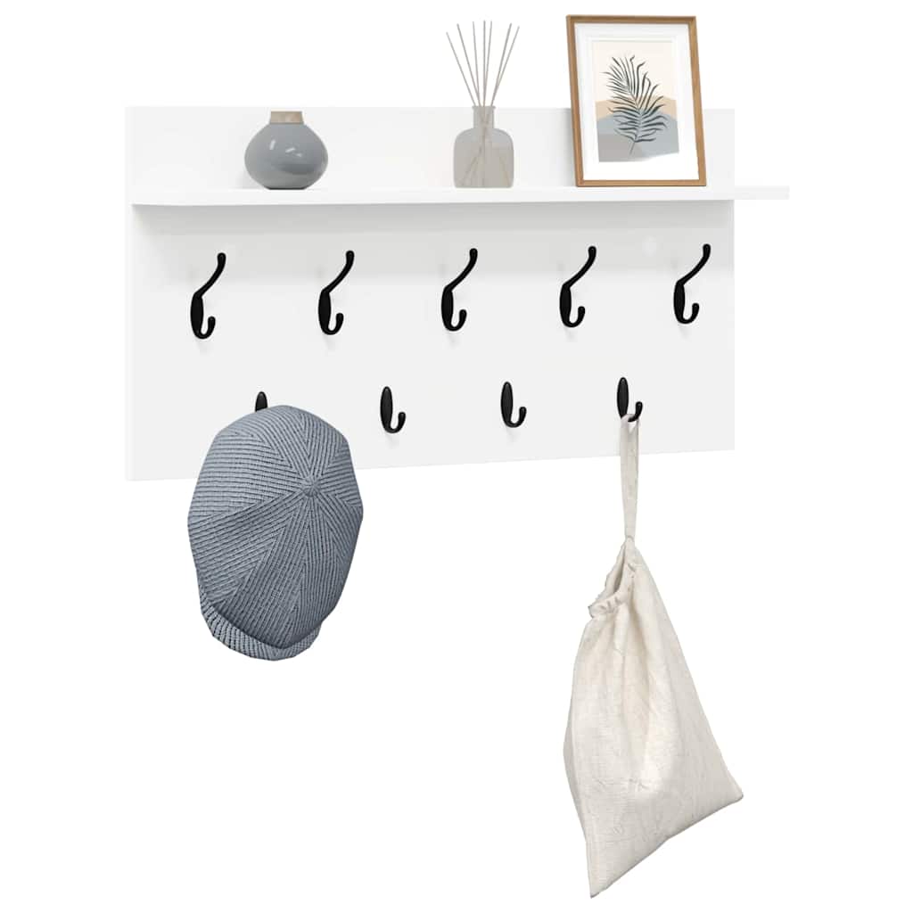 Wall-Mounted Coat Rack Wall-Mounted White 80 x 40 x 12 cm