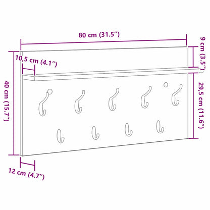 Wall-Mounted Coat Rack Wall-Mounted White 80 x 40 x 12 cm