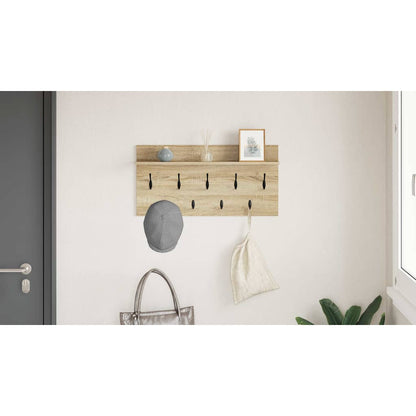 Wall-Mounted Coat Rack with Shelf Sonoma Oak 80 x 40 x 12 cm