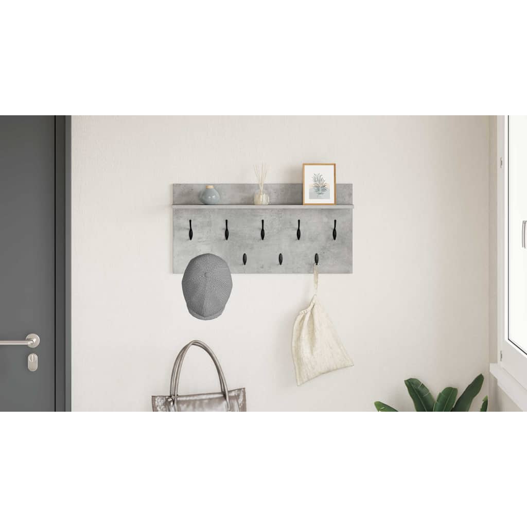 Wall-Mounted Coat Rack with Shelf Concrete Grey 80 x 40 x 12 cm