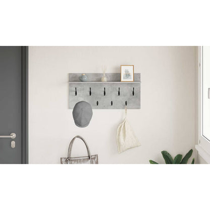 Wall-Mounted Coat Rack with Shelf Concrete Grey 80 x 40 x 12 cm