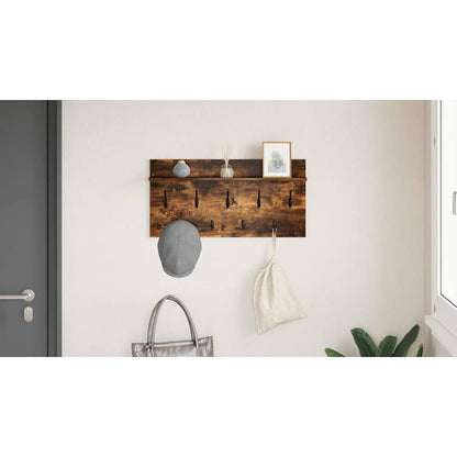 Wall-Mounted Coat Rack with Shelf Smoked Oak 80 x 40 x 12 cm