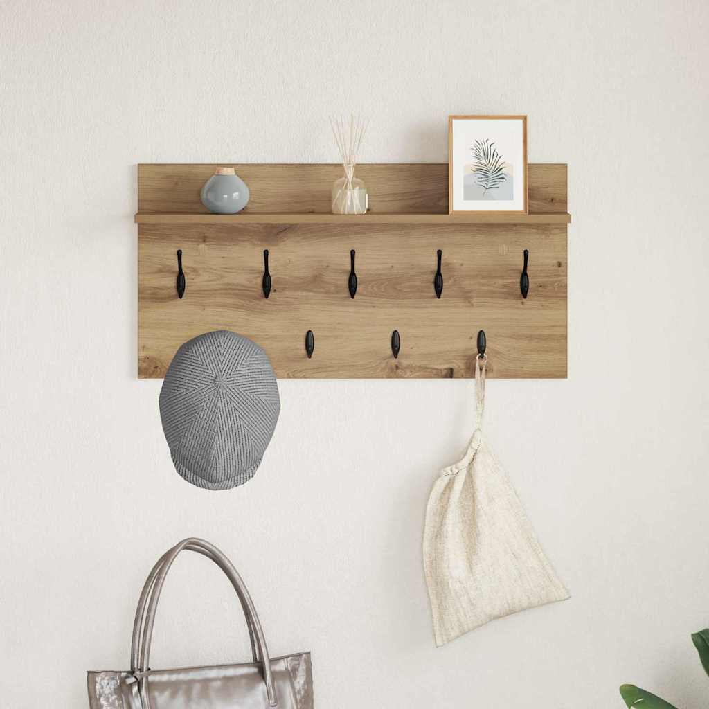 Wall-Mounted Coat Rack with Shelf Artisan Oak 80 x 40 x 12 cm
