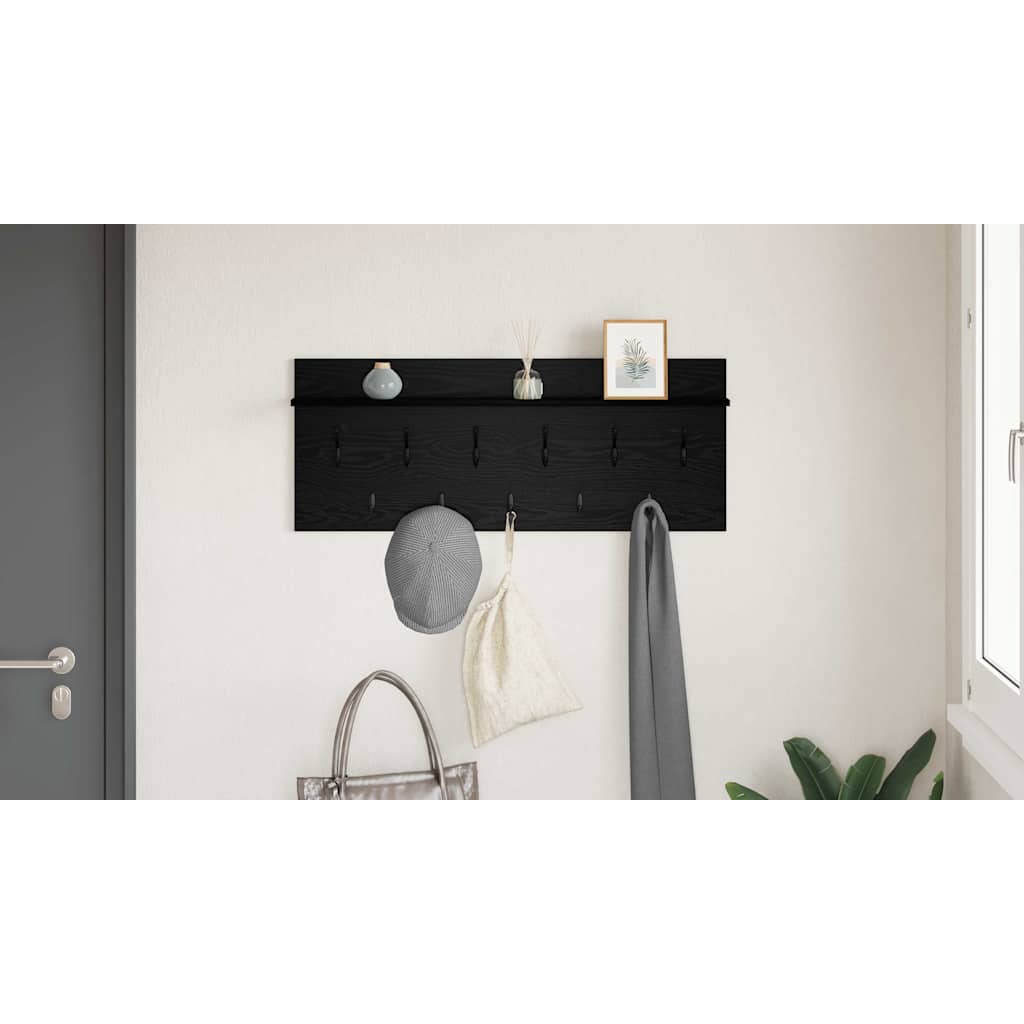 Wall-Mounted Coat Rack with Shelf Black Oak 100 x 40 x 12 cm