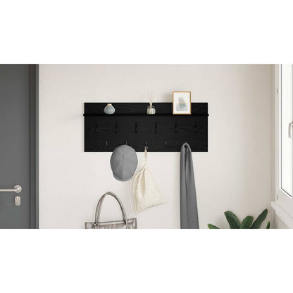 Wall-Mounted Coat Rack with Shelf Black Oak 100 x 40 x 12 cm