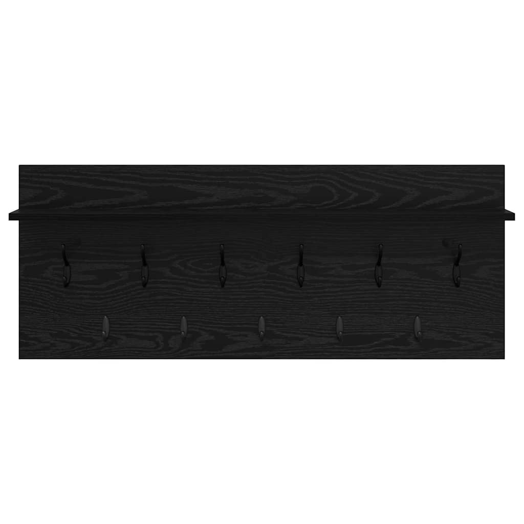 Wall-Mounted Coat Rack with Shelf Black Oak 100 x 40 x 12 cm