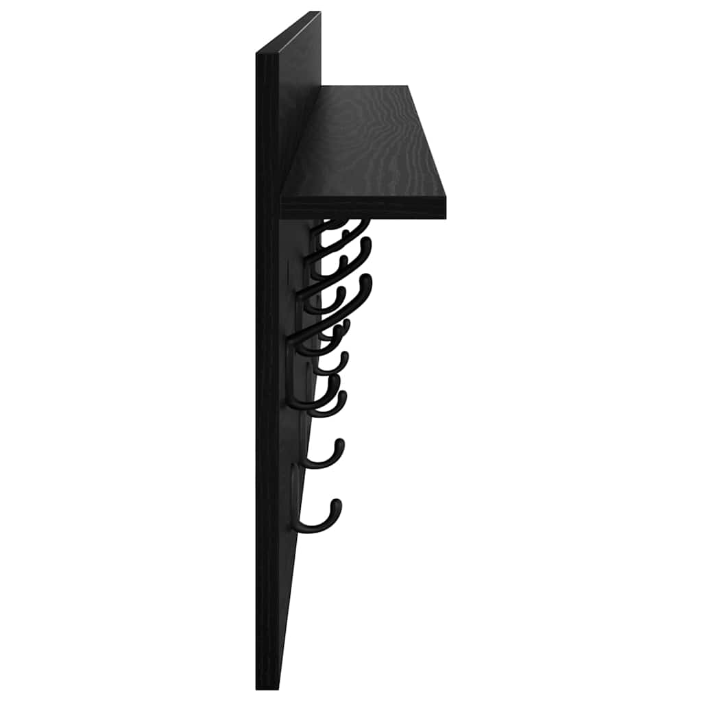 Wall-Mounted Coat Rack with Shelf Black Oak 100 x 40 x 12 cm