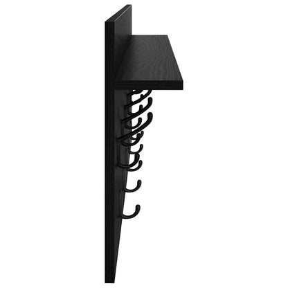 Wall-Mounted Coat Rack with Shelf Black Oak 100 x 40 x 12 cm