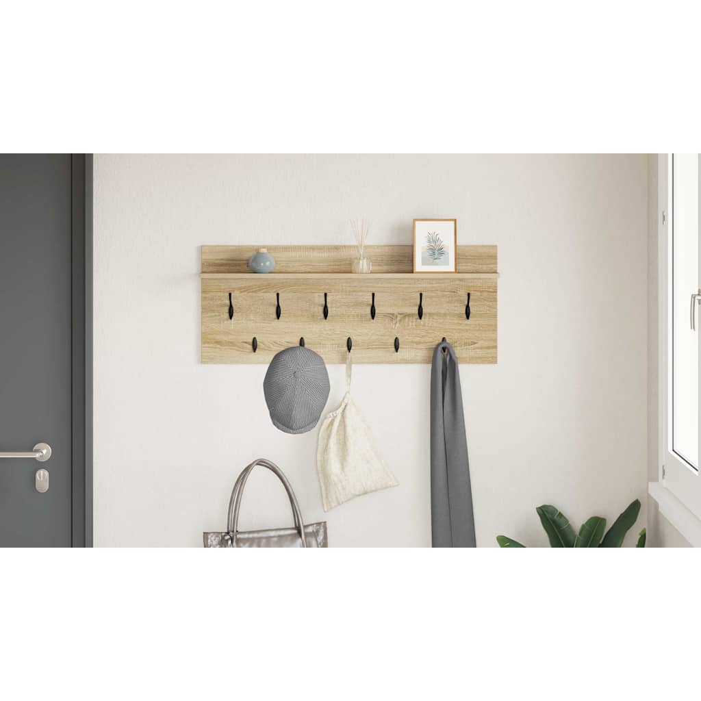 Wall-Mounted Coat Rack with Shelf Sonoma Oak 100 x 40 x 12 cm