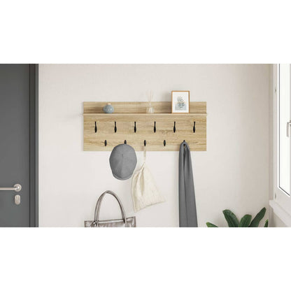 Wall-Mounted Coat Rack with Shelf Sonoma Oak 100 x 40 x 12 cm