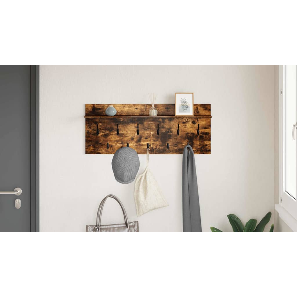 Wall-Mounted Coat Rack with Shelf Smoked Oak 100 x 40 x 12 cm