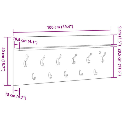 Wall-Mounted Coat Rack Wall-Mounted Smoked Oak 100 x 40 x 12 cm
