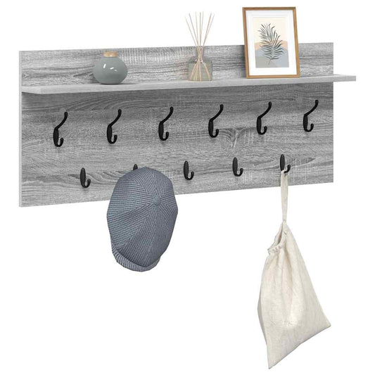 Wall-Mounted Coat Rack with Shelf Grey Sonoma 100 x 40 x 12 cm