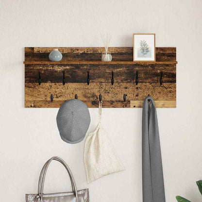 Wall-Mounted Coat Rack with Shelf Old Wood 100 x 40 x 12 cm