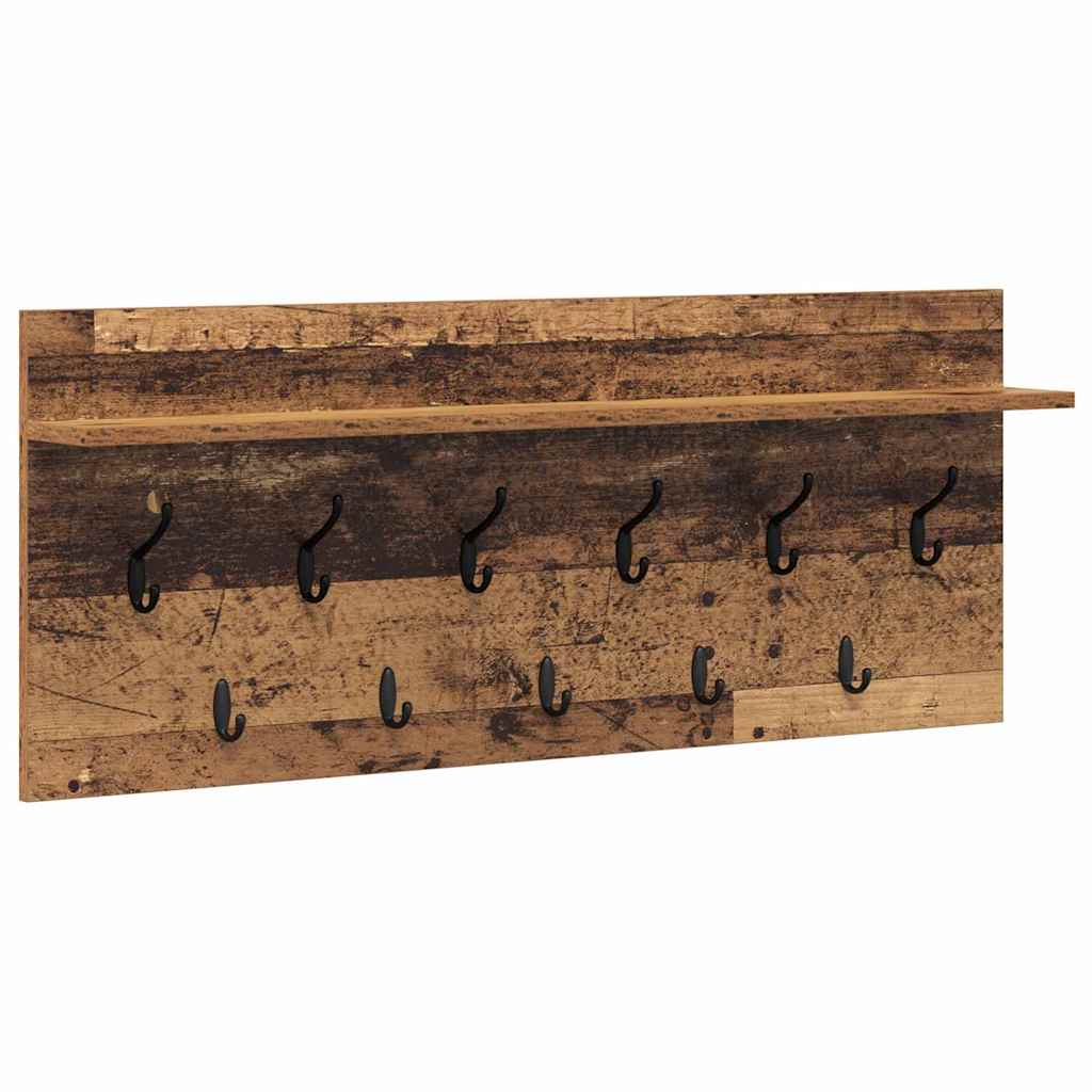 Wall-Mounted Coat Rack with Shelf Old Wood 100 x 40 x 12 cm
