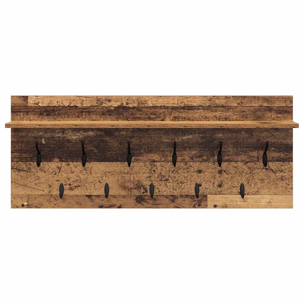 Wall-Mounted Coat Rack with Shelf Old Wood 100 x 40 x 12 cm