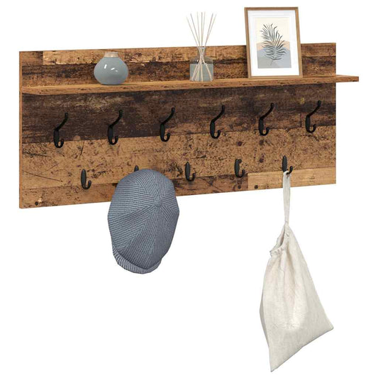 Wall-Mounted Coat Rack with Shelf Old Wood 100 x 40 x 12 cm
